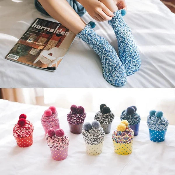 (🎅EARLY CHRISTMAS 50% OFF ) Winter Fuzzy Cupcakes Socks WIth Gift Box