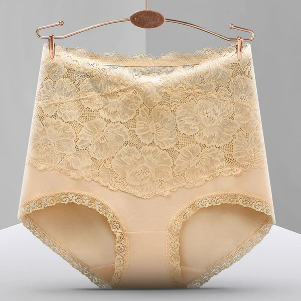 Womens Sexy Lace High-Waist Cotton Panties