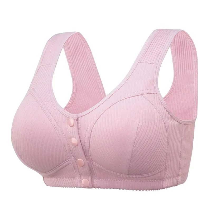 COMFORTABLE FRONT CLOSURE WIRELESS PLUS SIZE BUTTON BRA