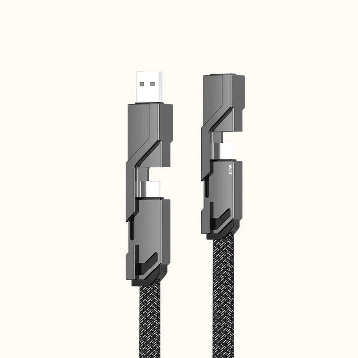 4 in 1 Flat Braided Anti Tangle Charger Cord with Velcro