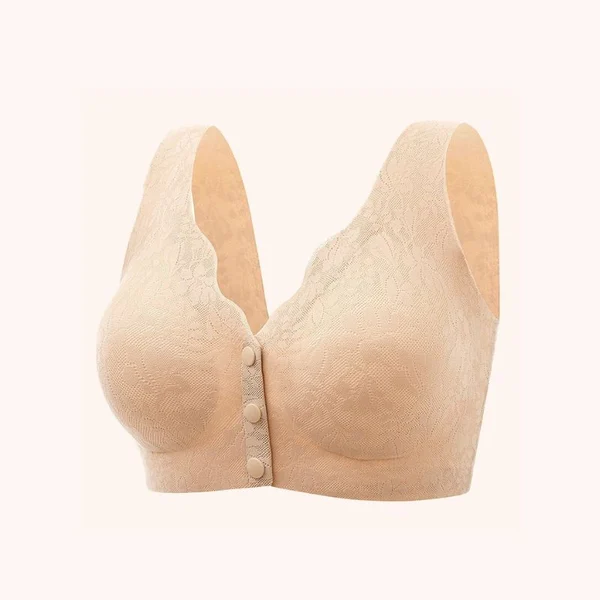 Lace jacquard front button plus size comfortable bra