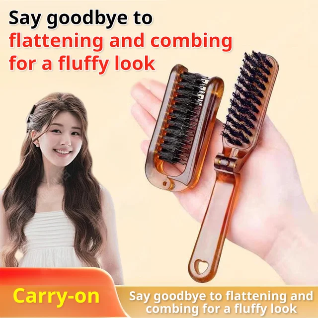 Folding boar bristle comb