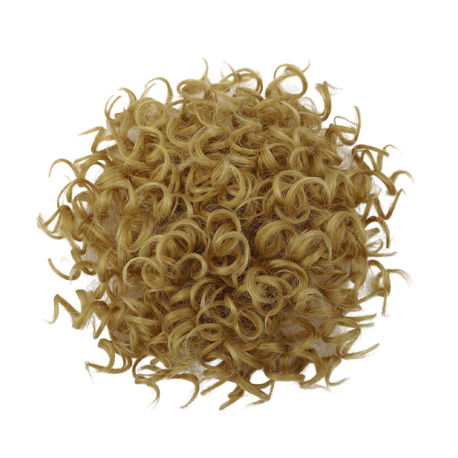 Loose short curly bun with elastic cord