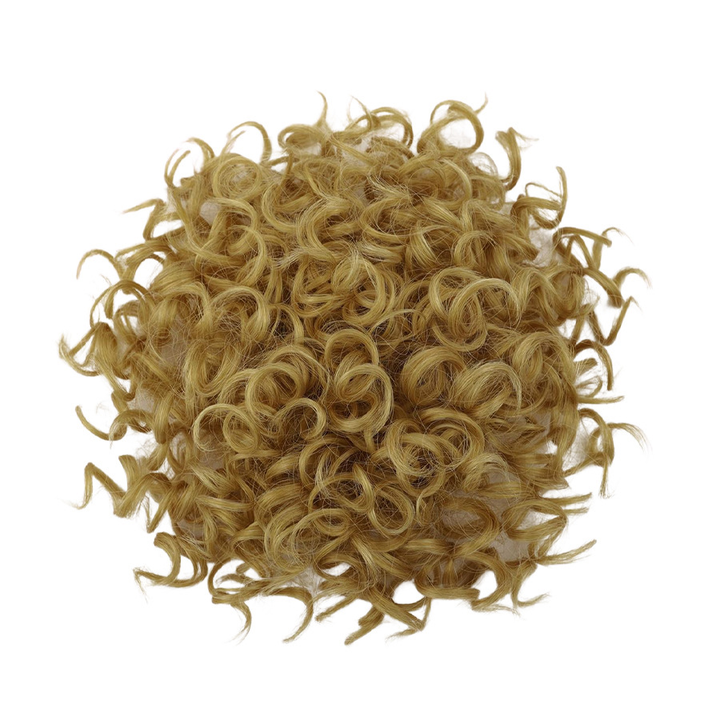 Loose short curly bun with elastic cord