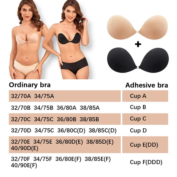 ADHESIVE BRA BACKLESS STRAPLESS REUSABLE STICKY INVISIBLE PUSH UP BRA