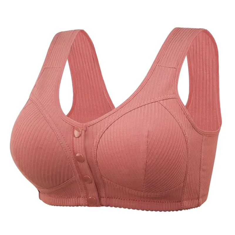 COMFORTABLE FRONT CLOSURE WIRELESS PLUS SIZE BUTTON BRA