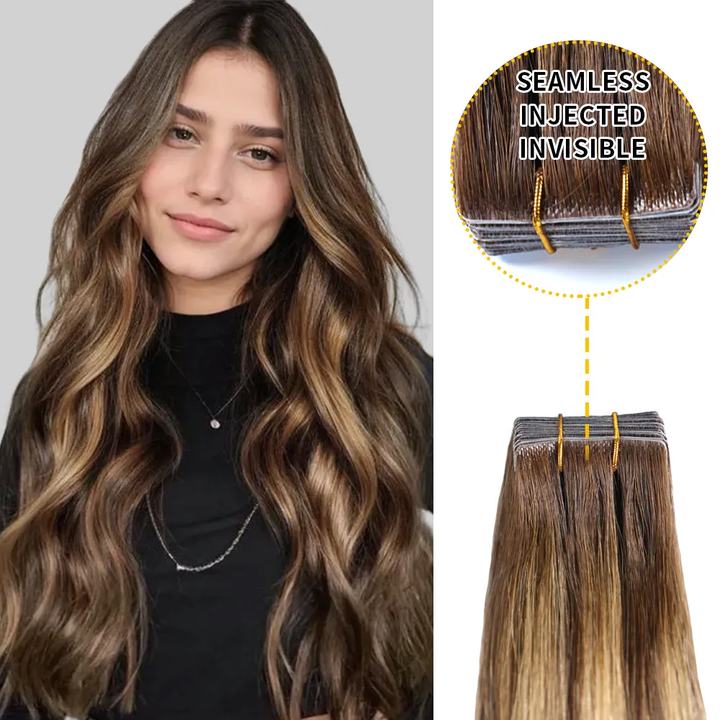 Seamless Injected Hand-Tied Invisible Tape In Hair Extension
