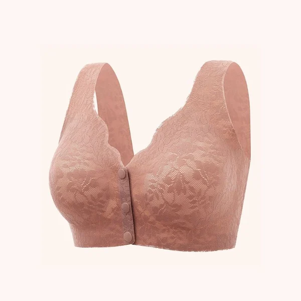 Lace jacquard front button plus size comfortable bra