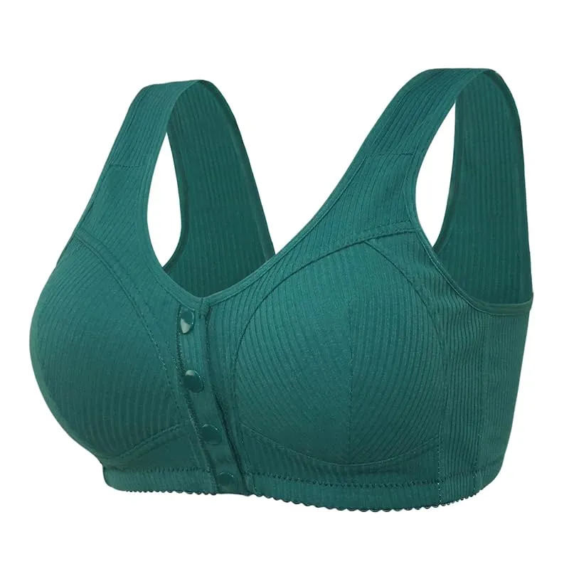 COMFORTABLE FRONT CLOSURE WIRELESS PLUS SIZE BUTTON BRA
