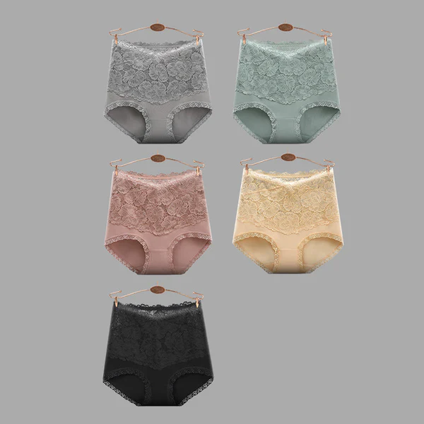 Womens Sexy Lace High-Waist Cotton Panties