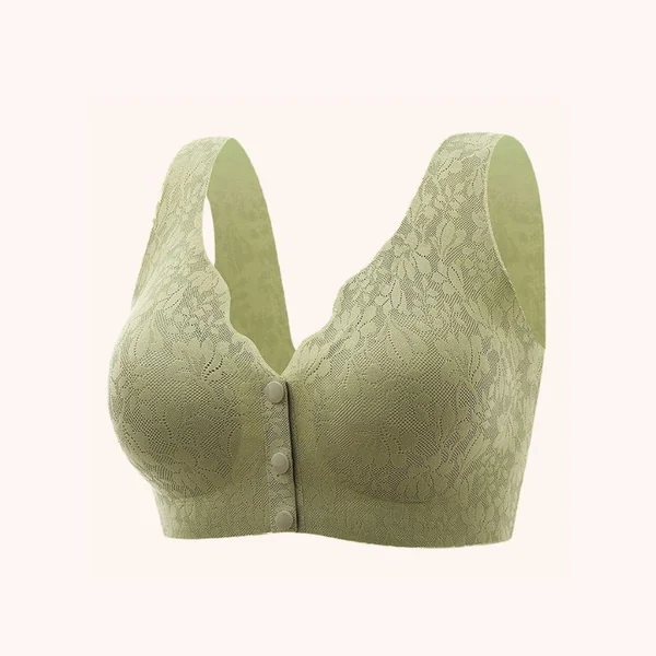 Lace jacquard front button plus size comfortable bra