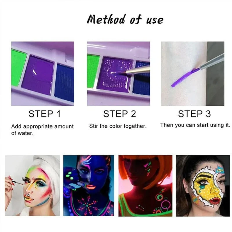 Water Soluble Fluorescent Makeup Palette