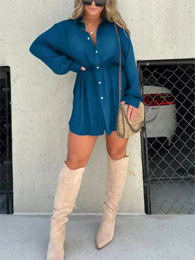 Womens Solid Color Long Sleeve Shirt Suit