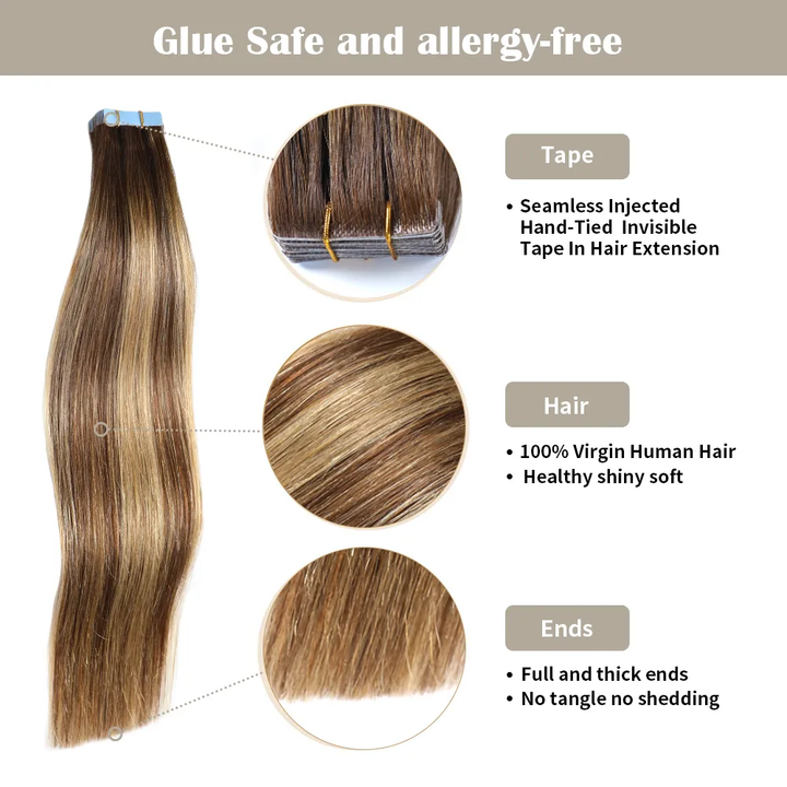 Seamless Injected Hand-Tied Invisible Tape In Hair Extension