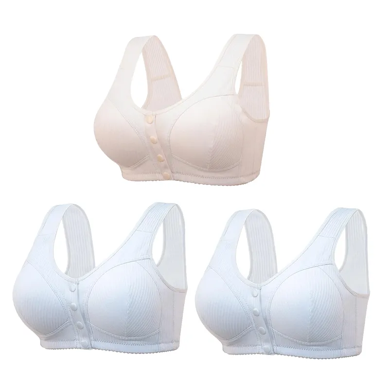 COMFORTABLE FRONT CLOSURE WIRELESS PLUS SIZE BUTTON BRA