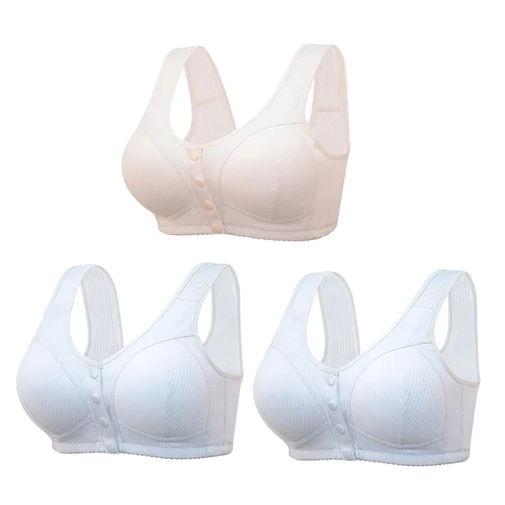 COMFORTABLE FRONT CLOSURE WIRELESS PLUS SIZE BUTTON BRA