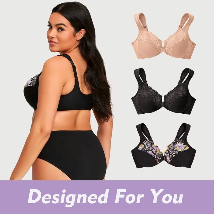 Front Closure Plus Size Full Coverage Lace Bra