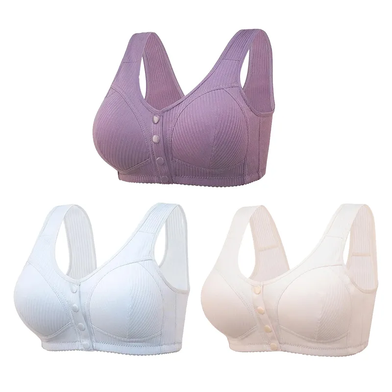 COMFORTABLE FRONT CLOSURE WIRELESS PLUS SIZE BUTTON BRA