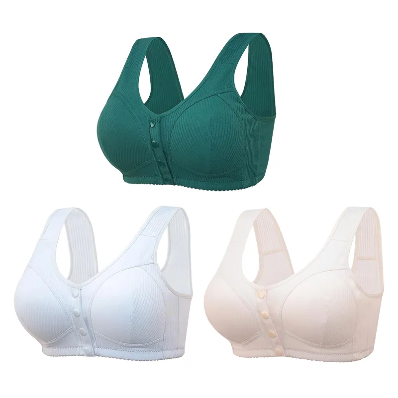 COMFORTABLE FRONT CLOSURE WIRELESS PLUS SIZE BUTTON BRA