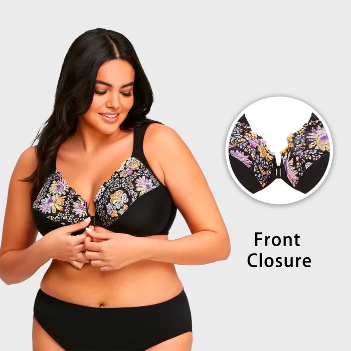 Front Closure Plus Size Full Coverage Lace Bra