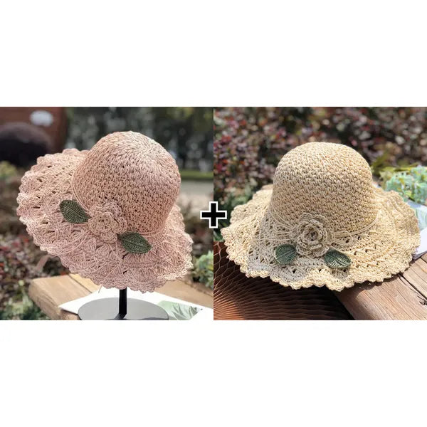 Elegant Crochet Straw Hat with Ruffle Detail