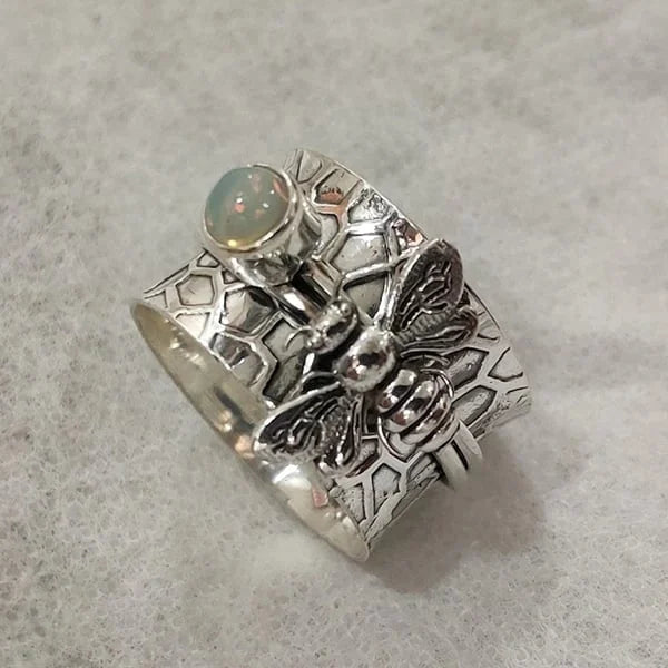 🎁Bee Gemstone Meditation Spinner Ring