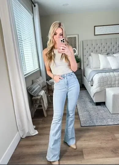 Womens 2024 Summer Ultra High Rise Stretch Flare Jean