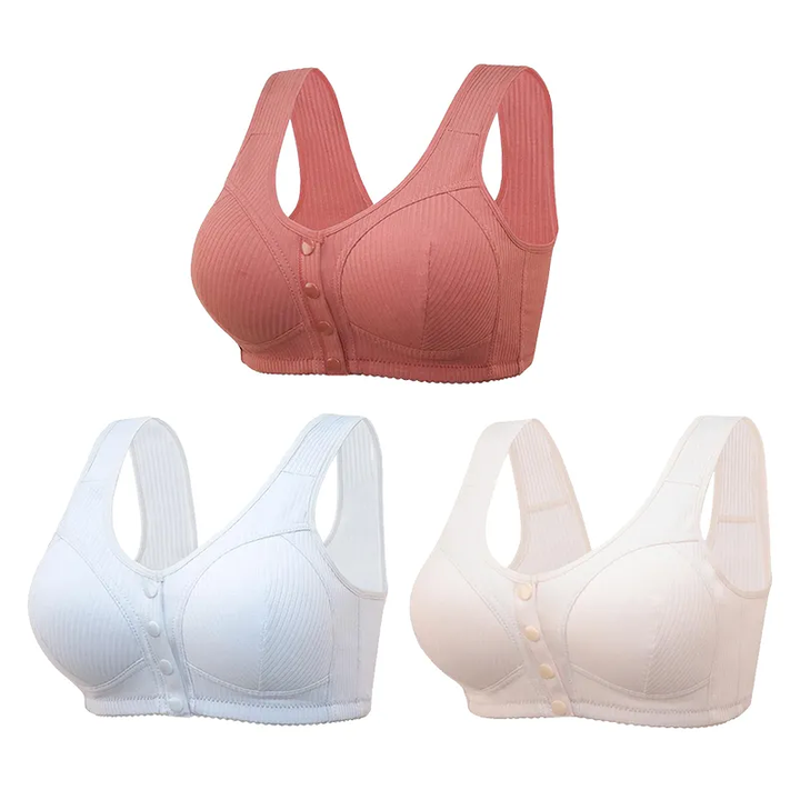 COMFORTABLE FRONT CLOSURE WIRELESS PLUS SIZE BUTTON BRA