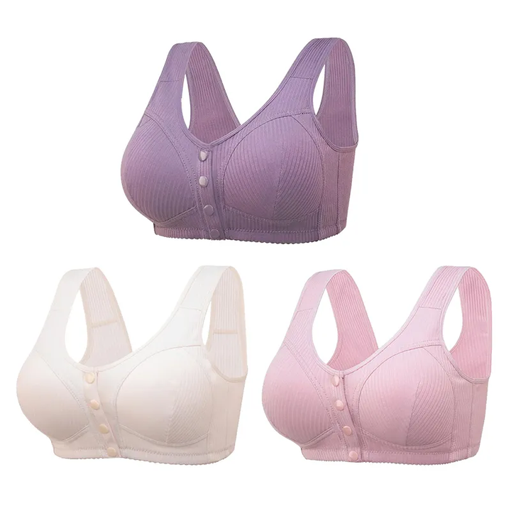 COMFORTABLE FRONT CLOSURE WIRELESS PLUS SIZE BUTTON BRA