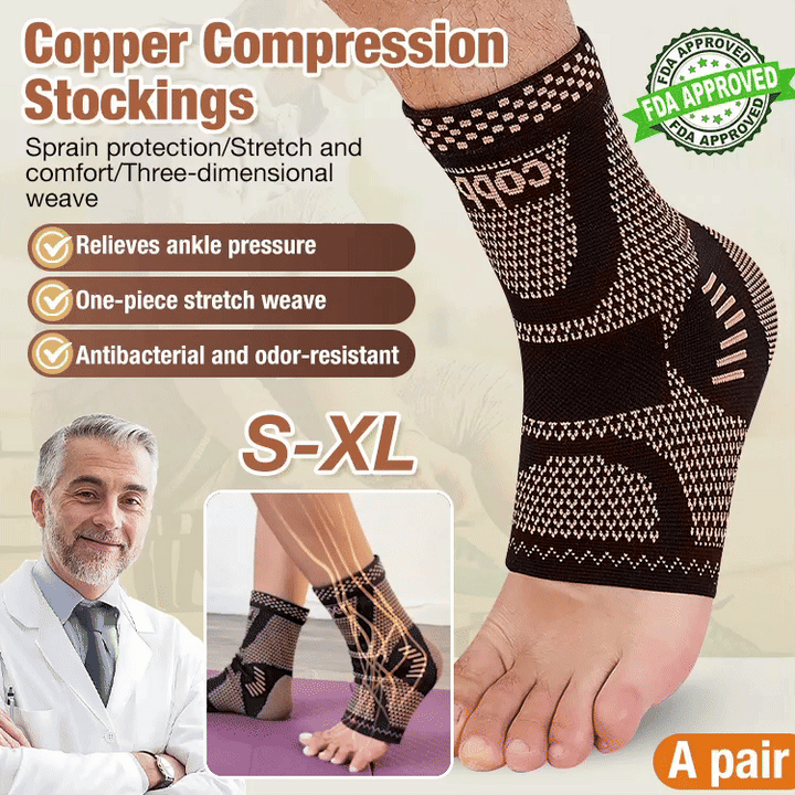 💥BUY 1 GET 1 FREE💥⏰🌟 Copper Compression Stockings - Ankle protection/Odor resistant/Anti-bactertial