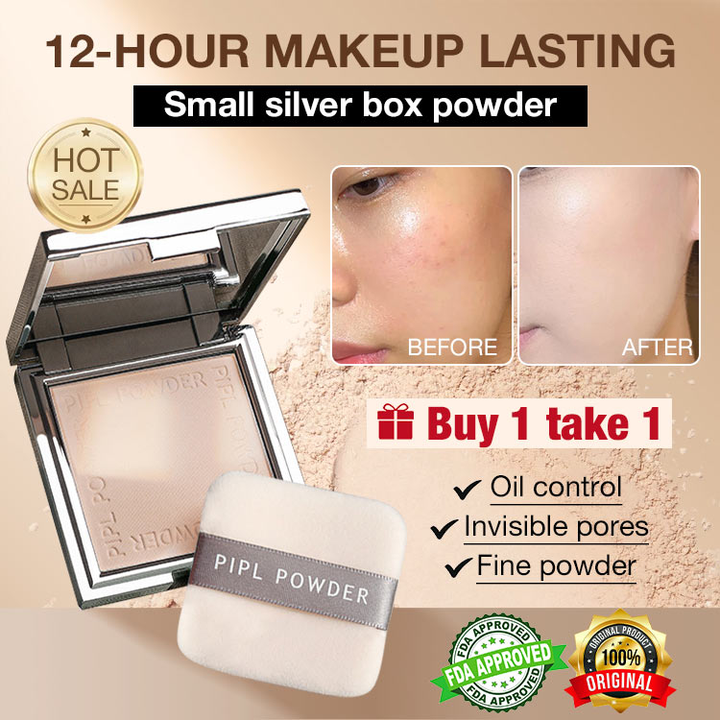 Small silver box powder