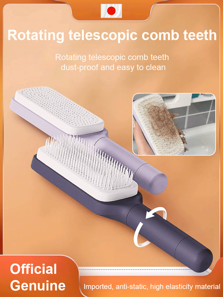 Automatic cleaning rotating telescopic comb