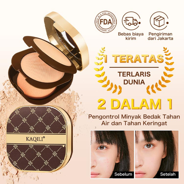 Waterproof and sweat-proof 2 in 1 double layer oil control powder