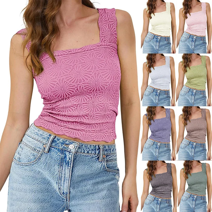 Womens Floral Embossed Sports Tank Top