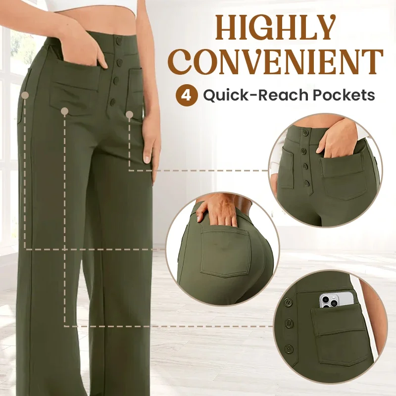 Womens Casual High Waist Stretch Pants