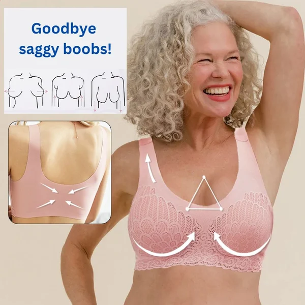 2024 Latex 4.0 Graceful Anti saggy Breathable Lace Large Size Bra