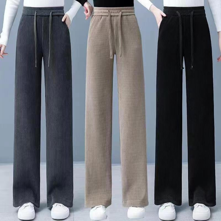 Womens Wide Legged Drawstring Straight Pants