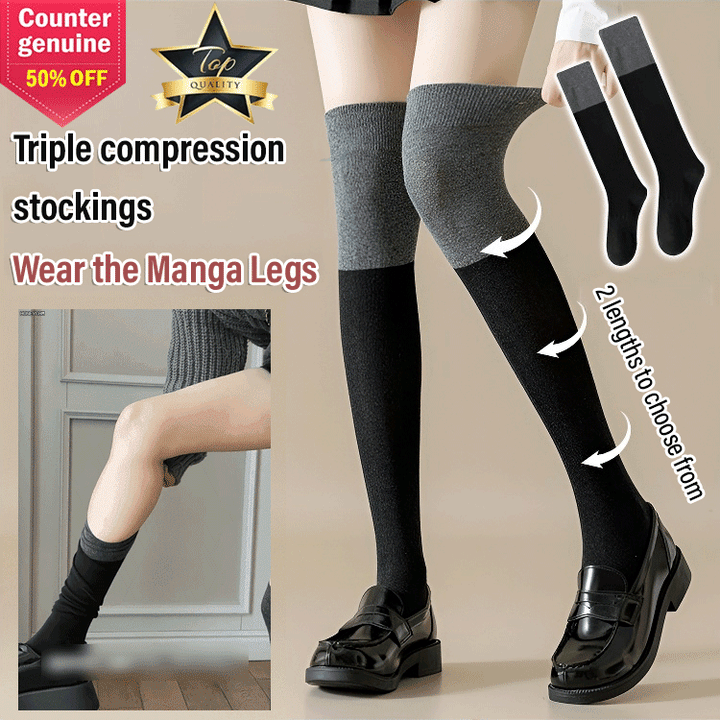 [Three-part compression socks] Wear comic legs
