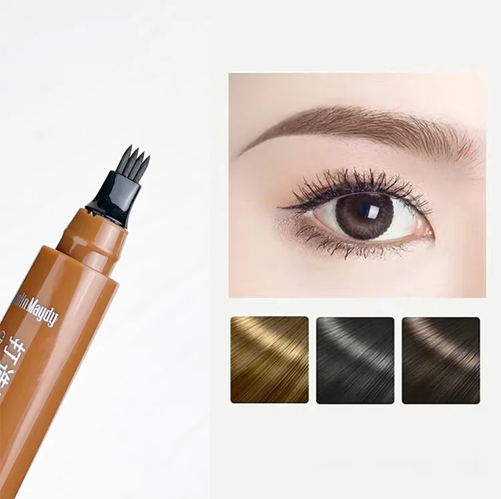 Waterproof sweat-proof and non-smudging four-pronged eyebrow pencil