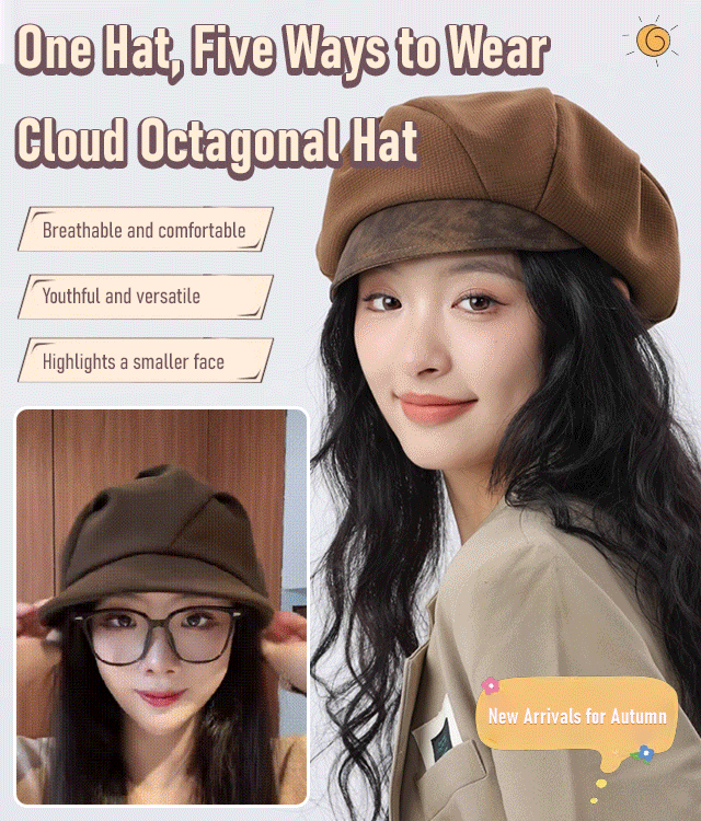 A cloud octagonal hat with five adjustable wearing styles
