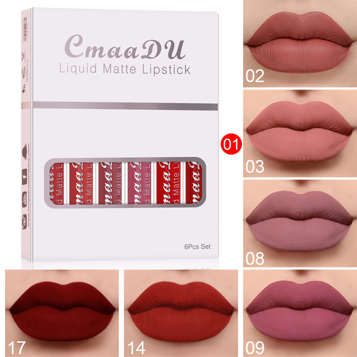 6Pcs/Set Long-lasting Matte Liquid Lipstick Waterproof