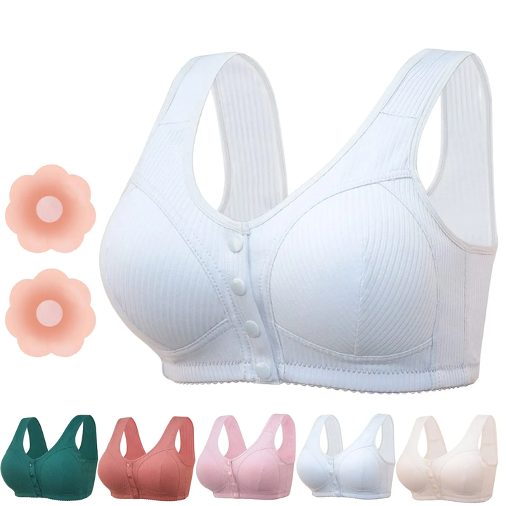 COMFORTABLE FRONT CLOSURE WIRELESS PLUS SIZE BUTTON BRA