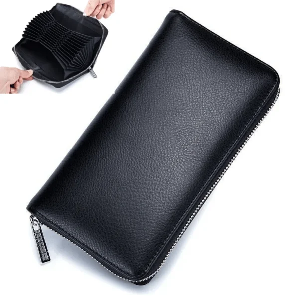 Unisex Anti Credit Card Fraud Multi compartment Genuine Leather Wallet