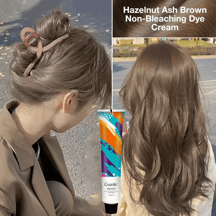 2024 Trendy Hair Color Hazelnut Ash Brown Non-Bleaching Dye Cream