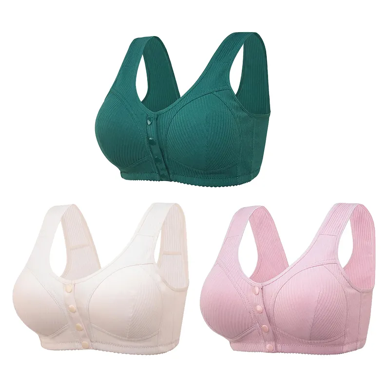 COMFORTABLE FRONT CLOSURE WIRELESS PLUS SIZE BUTTON BRA