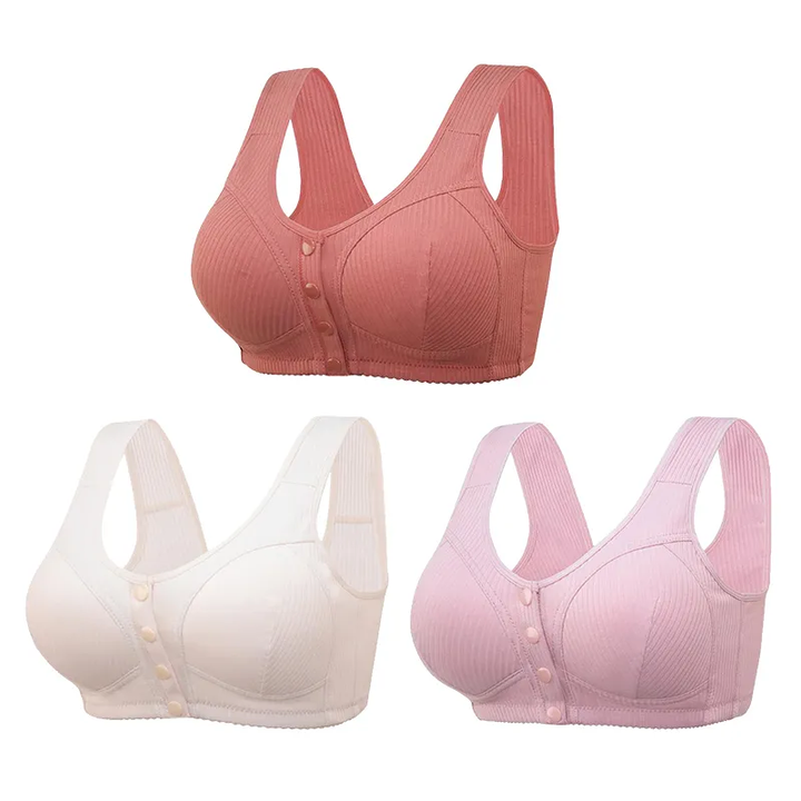 COMFORTABLE FRONT CLOSURE WIRELESS PLUS SIZE BUTTON BRA