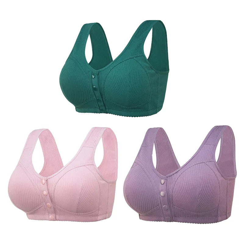COMFORTABLE FRONT CLOSURE WIRELESS PLUS SIZE BUTTON BRA