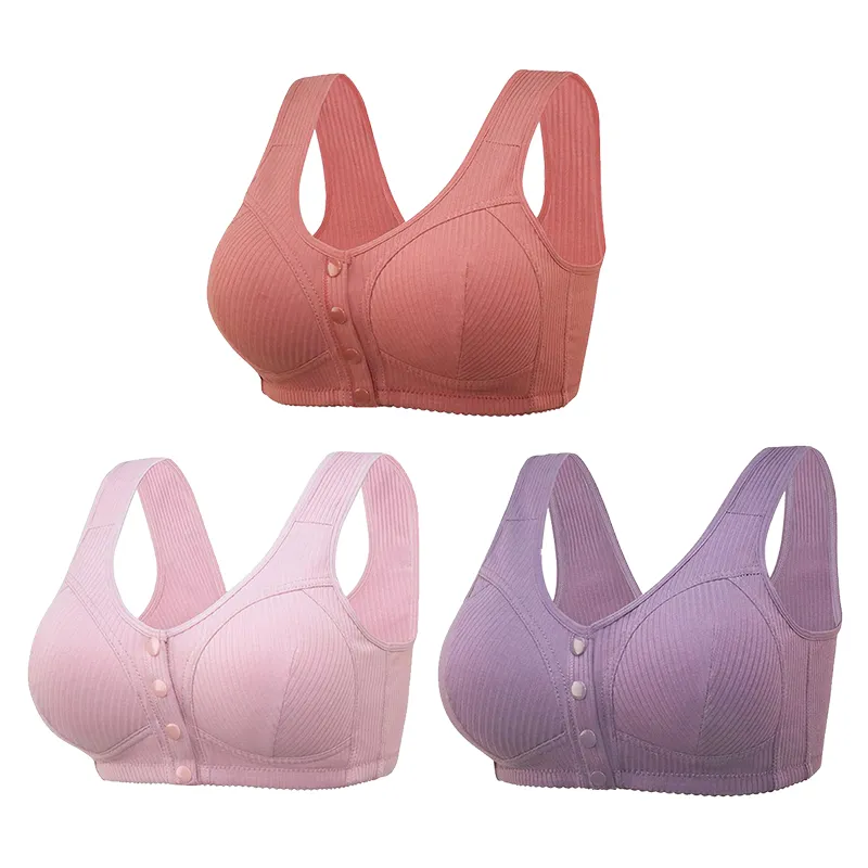 COMFORTABLE FRONT CLOSURE WIRELESS PLUS SIZE BUTTON BRA