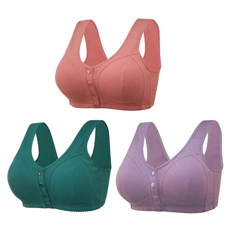 COMFORTABLE FRONT CLOSURE WIRELESS PLUS SIZE BUTTON BRA