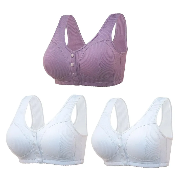 COMFORTABLE FRONT CLOSURE WIRELESS PLUS SIZE BUTTON BRA